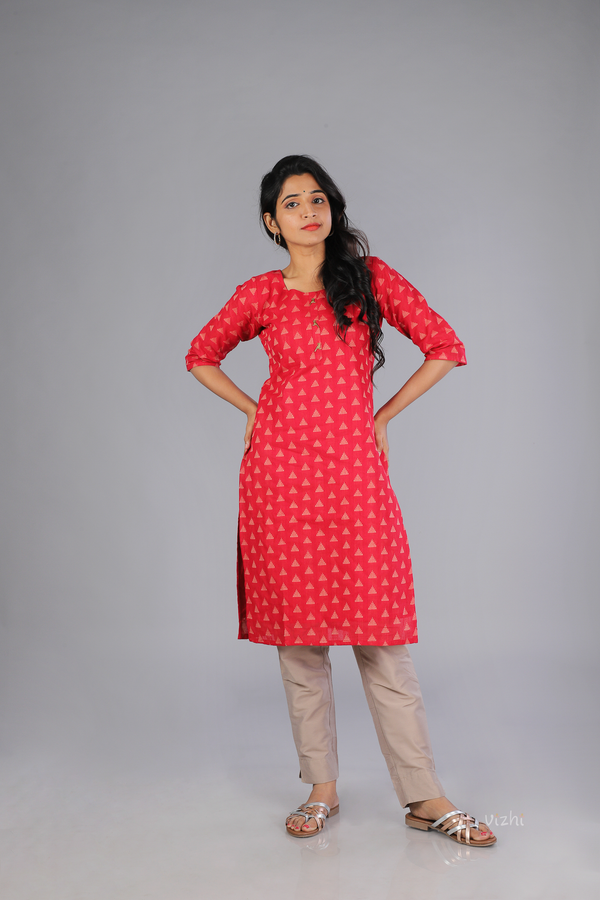 Jacquard Cotton Straight Kurta