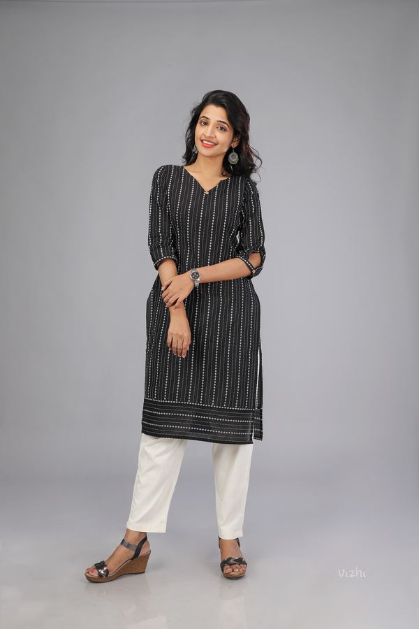 Striped Cotton Straight Kurta