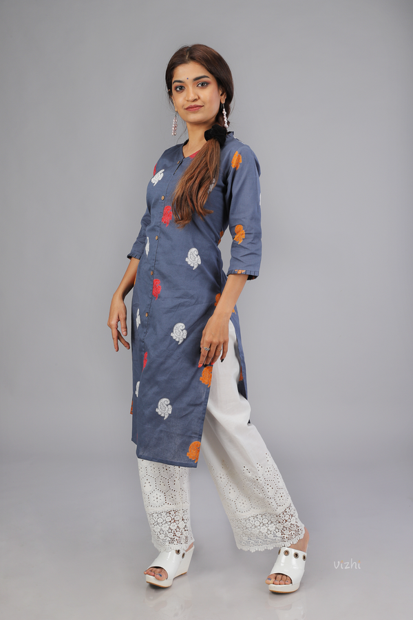 Paisley Print Cotton Straight Kurta