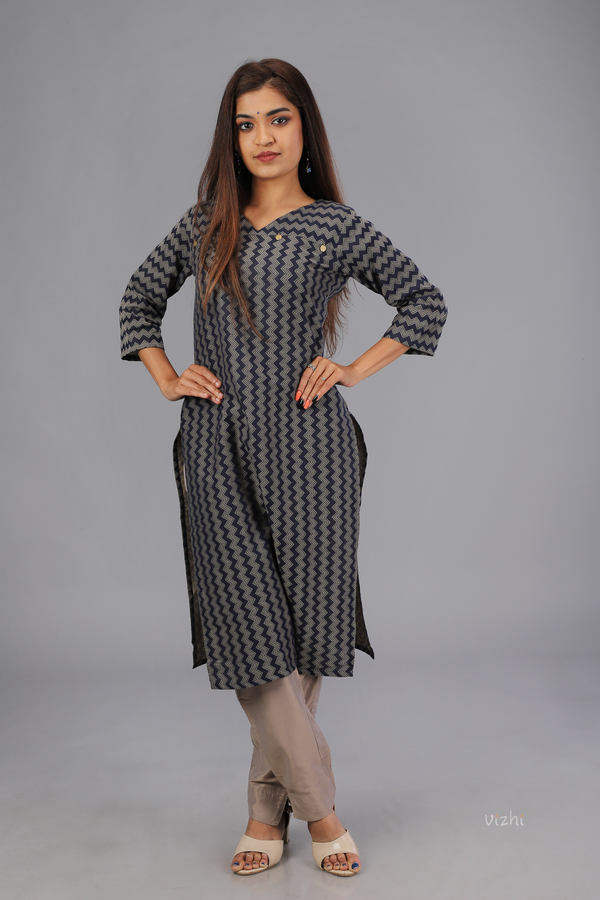 Jacquard Cotton Straight Kurta
