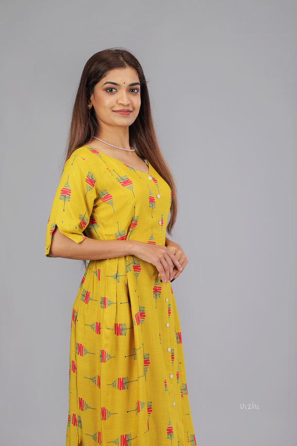 Abstract Print Rayon Flared Kurta