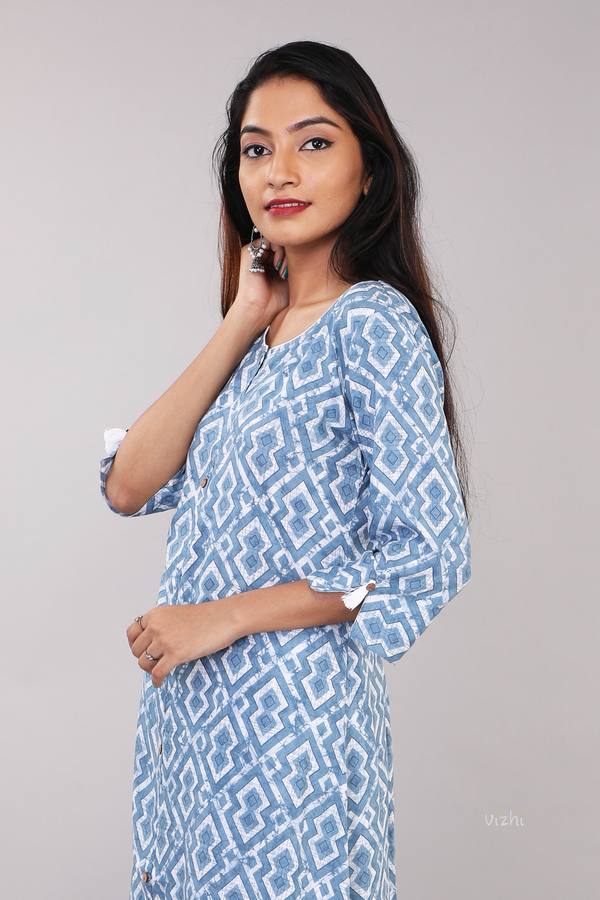 Abstract Print Rayon A-Line Kurta