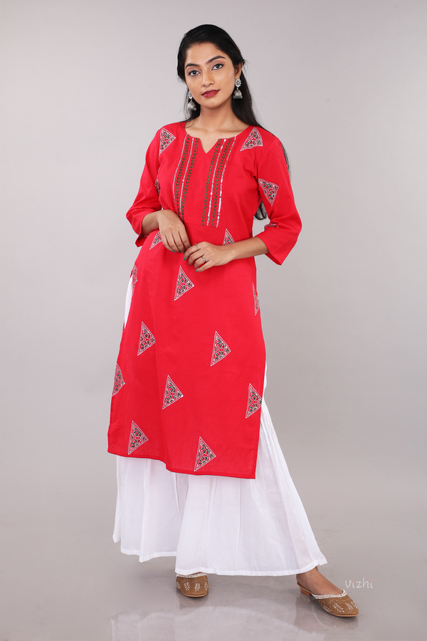 Hand Block Printed Cotton Straight Kurta