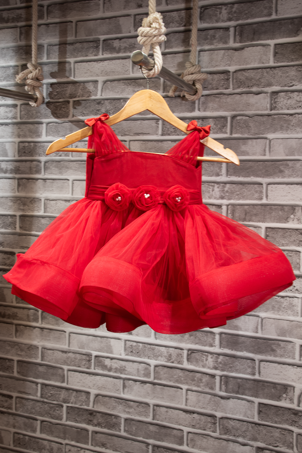 Ruffle Dress with Bow Shoulder Strap